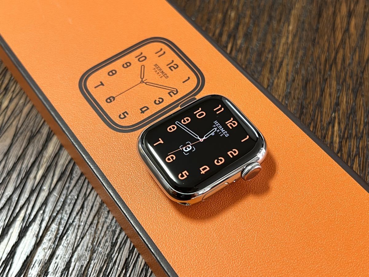 ★バッテリー100%★ Apple Watch HERMES Series 7 41mm アップルウォッチ エルメス シルバー ステンレス GPS  Cellular 新品社外バンド付き
