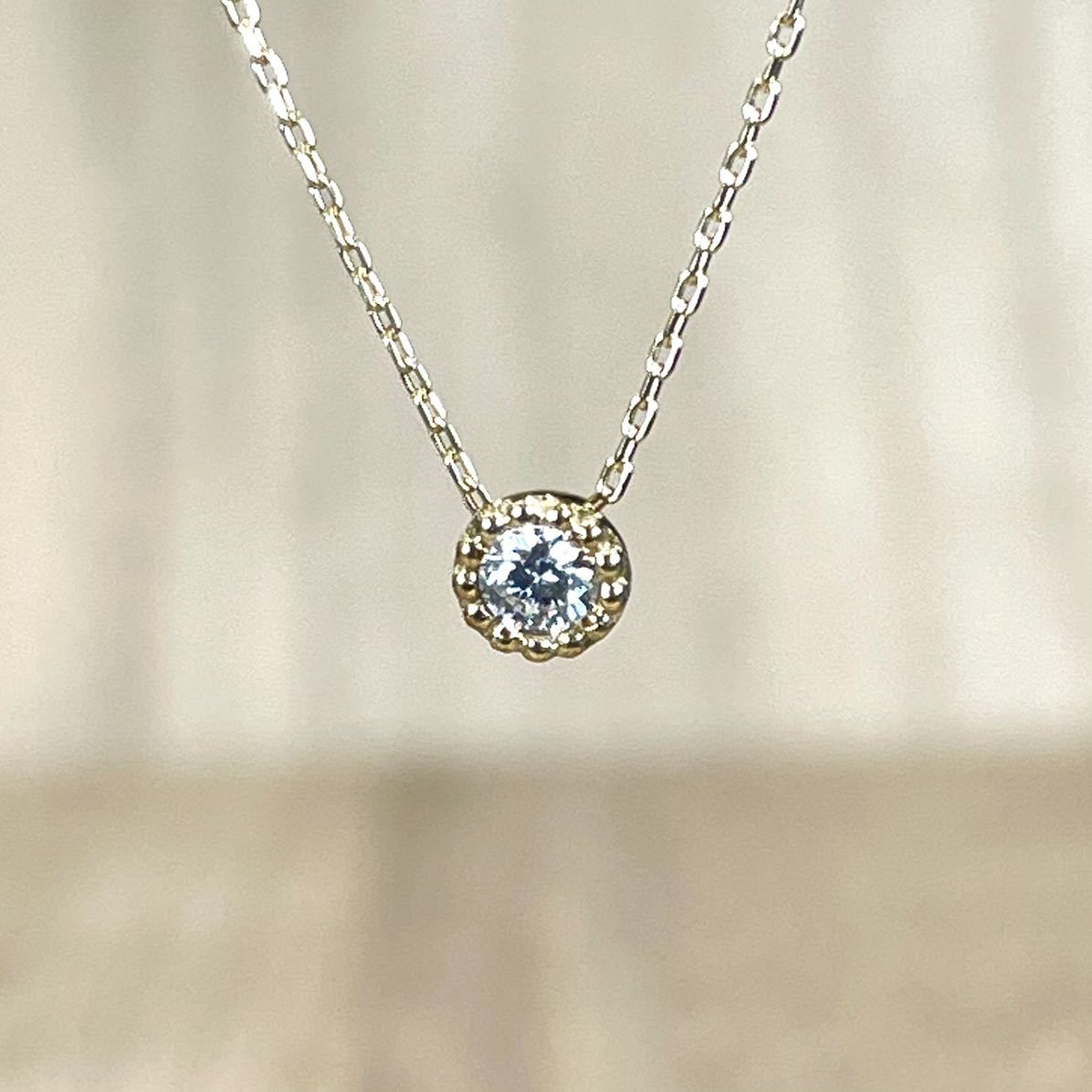 フェスタリア.ダイヤモンド ミル打ちネックレス 0.07ct k18-