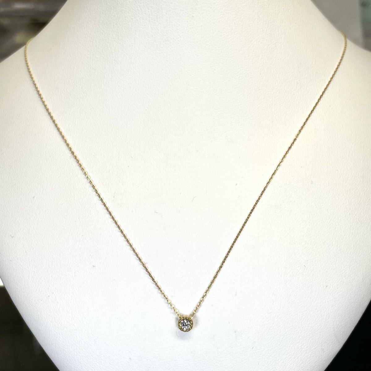 可愛い!フェスタリア k18 一粒ダイヤ プチネックレス 1.12g M1194