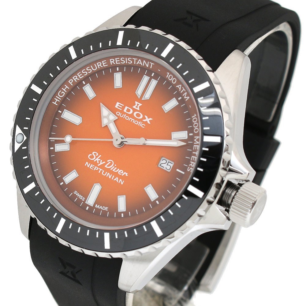 エドックス EDOX 腕時計 80120-3NCA-ODN メンズ スカイダイバー ネプチュニアン オートマティック 自動巻き オレンジ シルバー