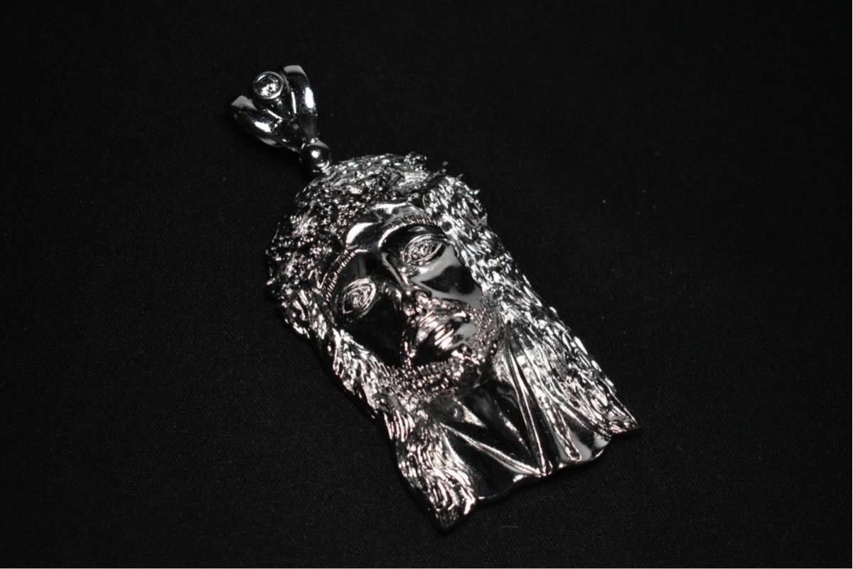 特大10cm【ICE LINK】SILVER925 ジーザス ネックレス トップ ヘッド