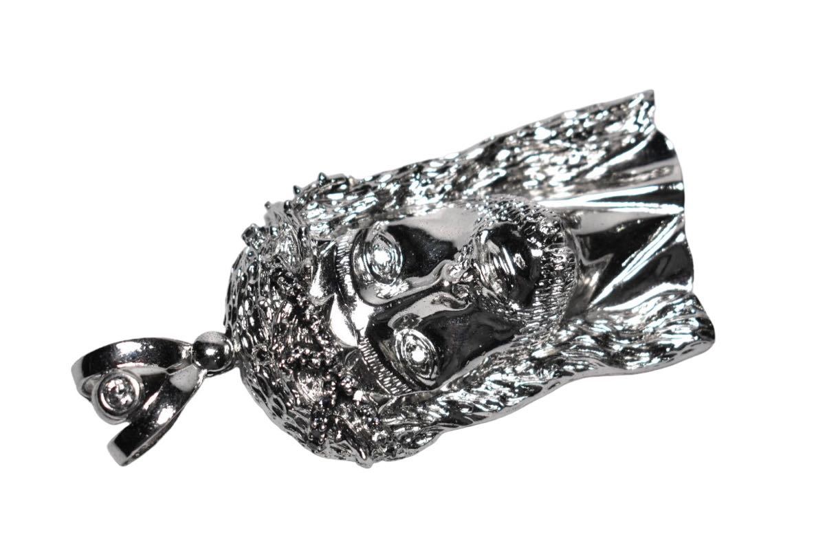特大10cm【ICE LINK】SILVER925 ジーザス ネックレス トップ ヘッド