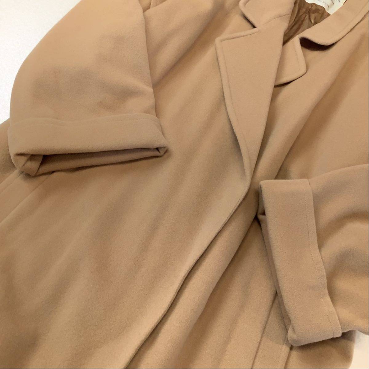 [ eminent . Silhouette ] Britain made JAEGERiega- rare 1 sheets sleeve cashmere wool long coat turn-down collar coat lady's 8 Camel 