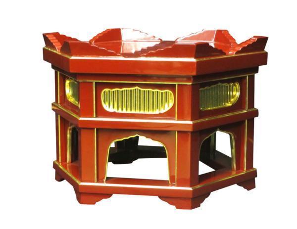 【寺院仏具】朱塗り 二段木魚台(磬子台)1.2尺 国内自社工場製作品(受注生産品)(商品番号10042s)