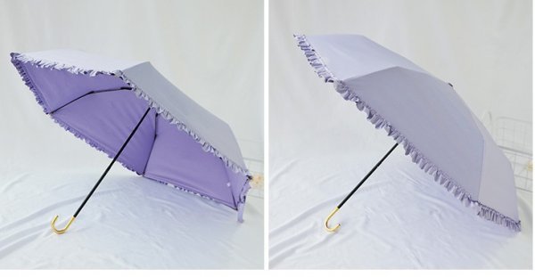 レディース傘　超軽量　ピンクキャンディ　甘い　バイカラー　フリル　晴雨兼用傘_画像6