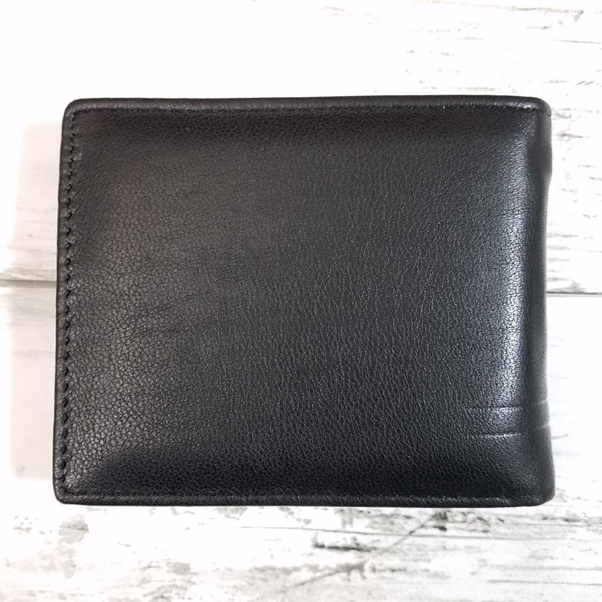 財布[アウトレット 牛革 メンズ 二つ折り財布(ブラック) ZZNICK Leather 1881-1] 箱入り ファスナ収納あり パスケースあり_画像8