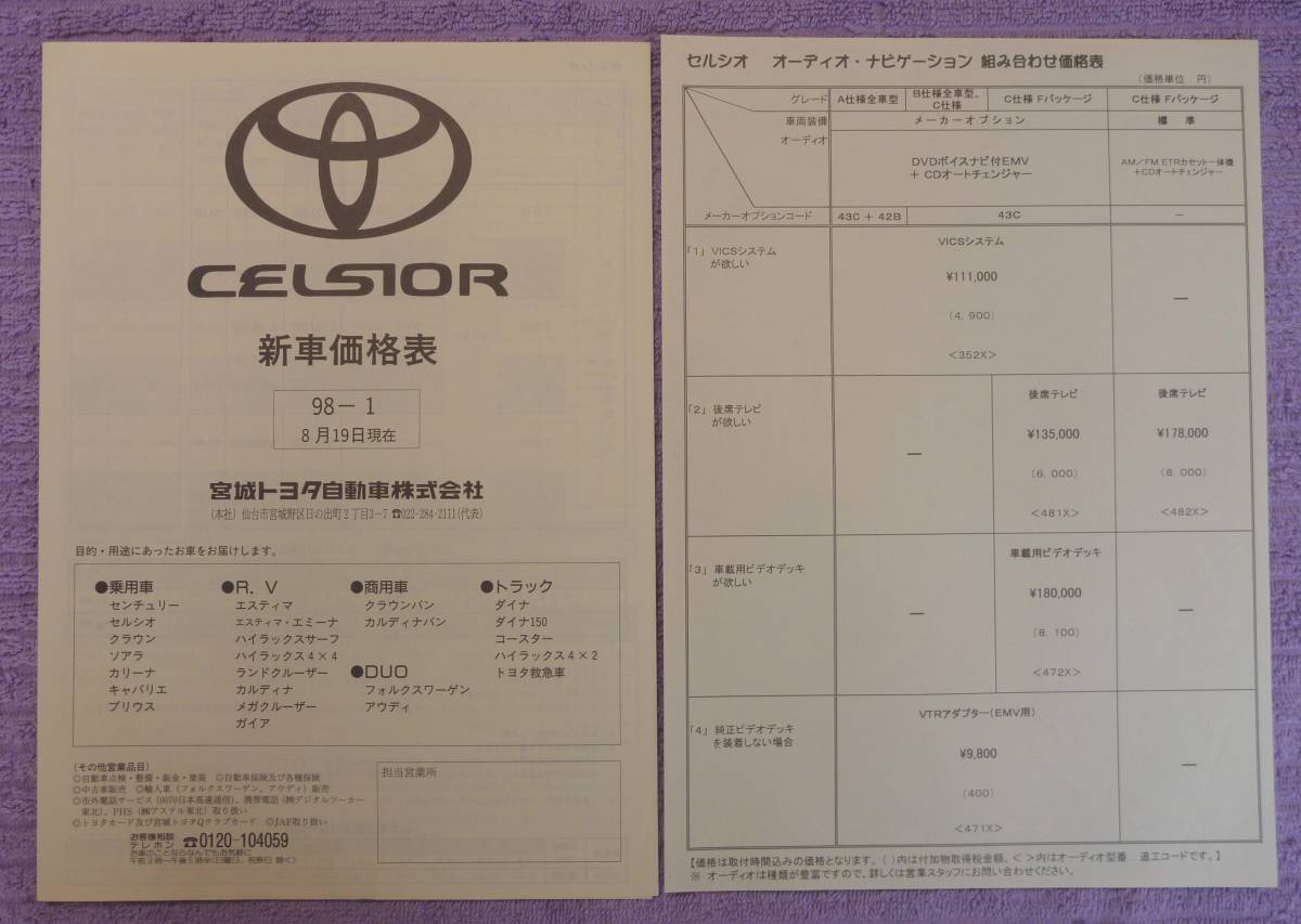 **TOYOTA CELSIOR Celsior каталог 1998.8**