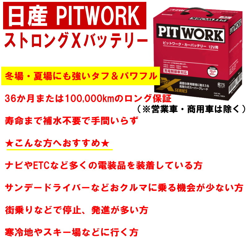 バッテリー エルグランド E51 NE51 ME51 MNE51 95D23L 日産 PITWORK ニッサン ピットワーク ストロングX 送料無料 AYBXL95D23 ヤフオク用_画像2