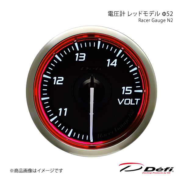 Defi デフィ Racer Gauge N2/レーサーゲージエヌツー 電圧計 レッドモデル Φ52 照明色:ホワイト DF16503_画像1