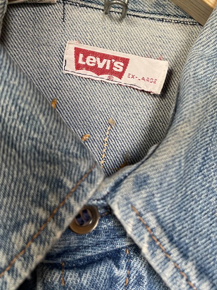 ◆リーバイス levi's◆デニムシャツ 70's 80's 刺繍入り 70年代 80年代 XL ハワイ 椰子の木 ハイビスカス_画像6