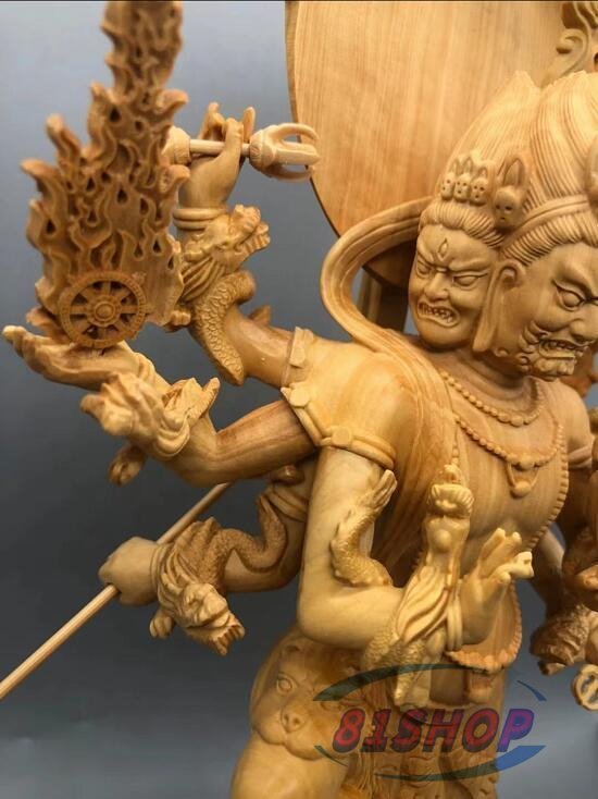 81SHOP」極上品 烏枢瑟摩明王 総柘植材 木彫仏像 仏教美術 精密 81SHOP」極上品 烏枢瑟摩明王 総柘植材 木彫仏像 仏教美術 精密