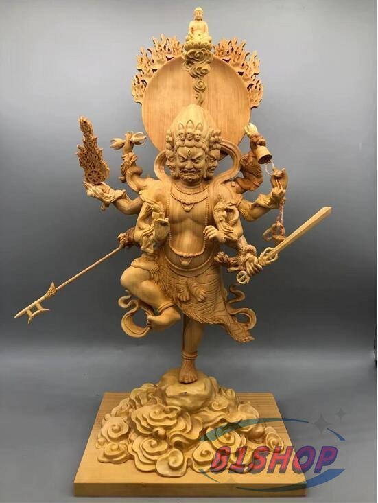 81SHOP」極上品 烏枢瑟摩明王 総柘植材 木彫仏像 仏教美術 精密 81SHOP」極上品 烏枢瑟摩明王 総柘植材 木彫仏像 仏教美術 精密
