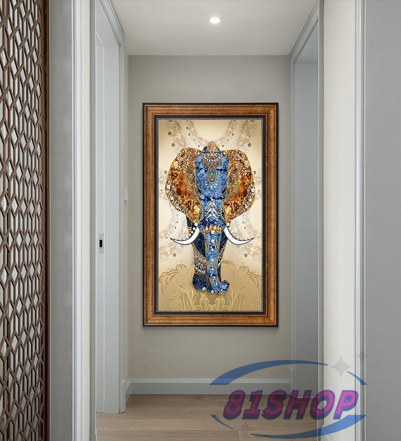 「81SHOP」高品質の装飾画 象 油彩 贅沢な美術品 絵画 玄関 壁画 掛け 装飾 応接間_画像5