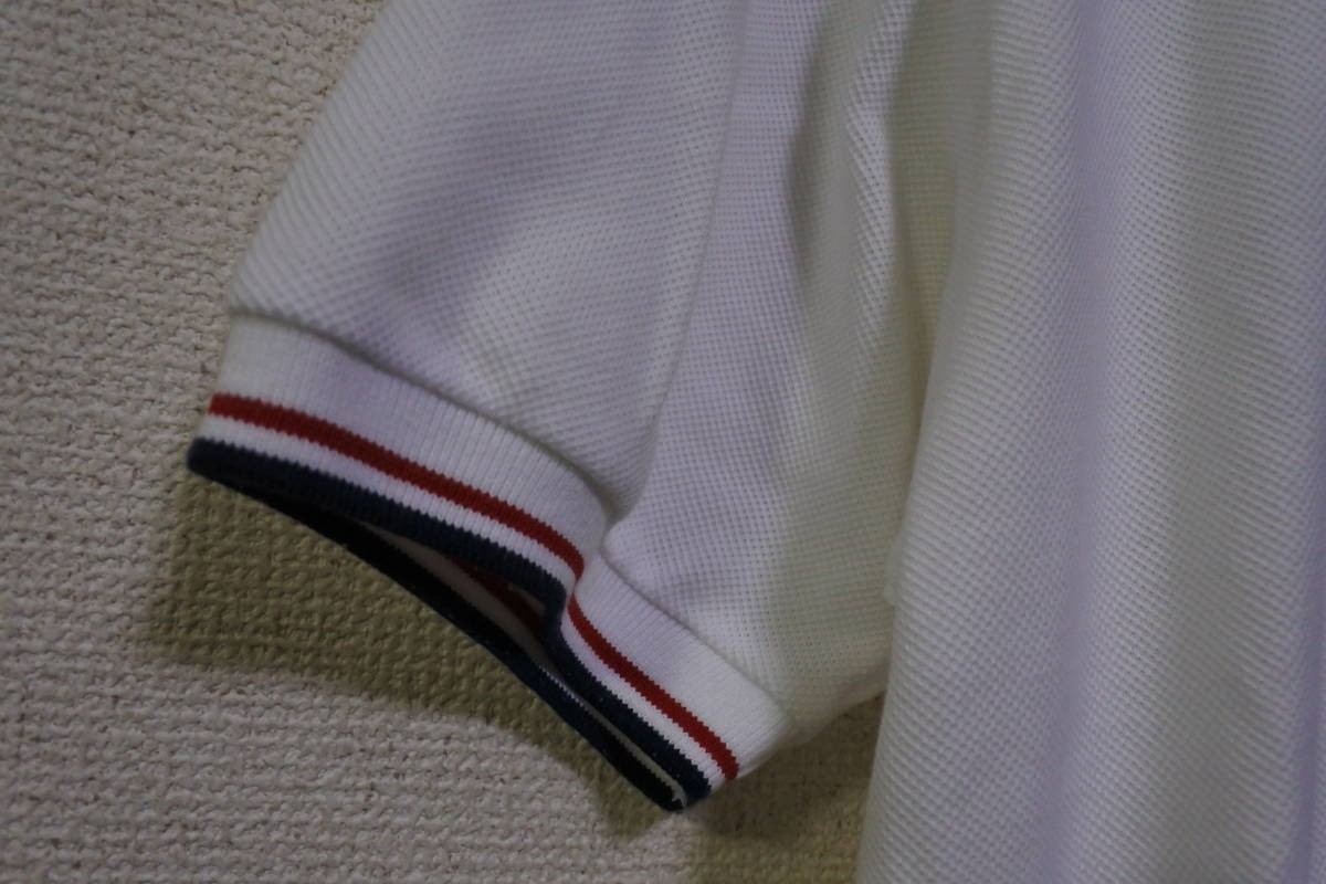 FRED PERRY フレッドペリー 半袖 鹿の子 ポロシャツ size M ホワイト トリコロール 日本製 綿100％_画像8