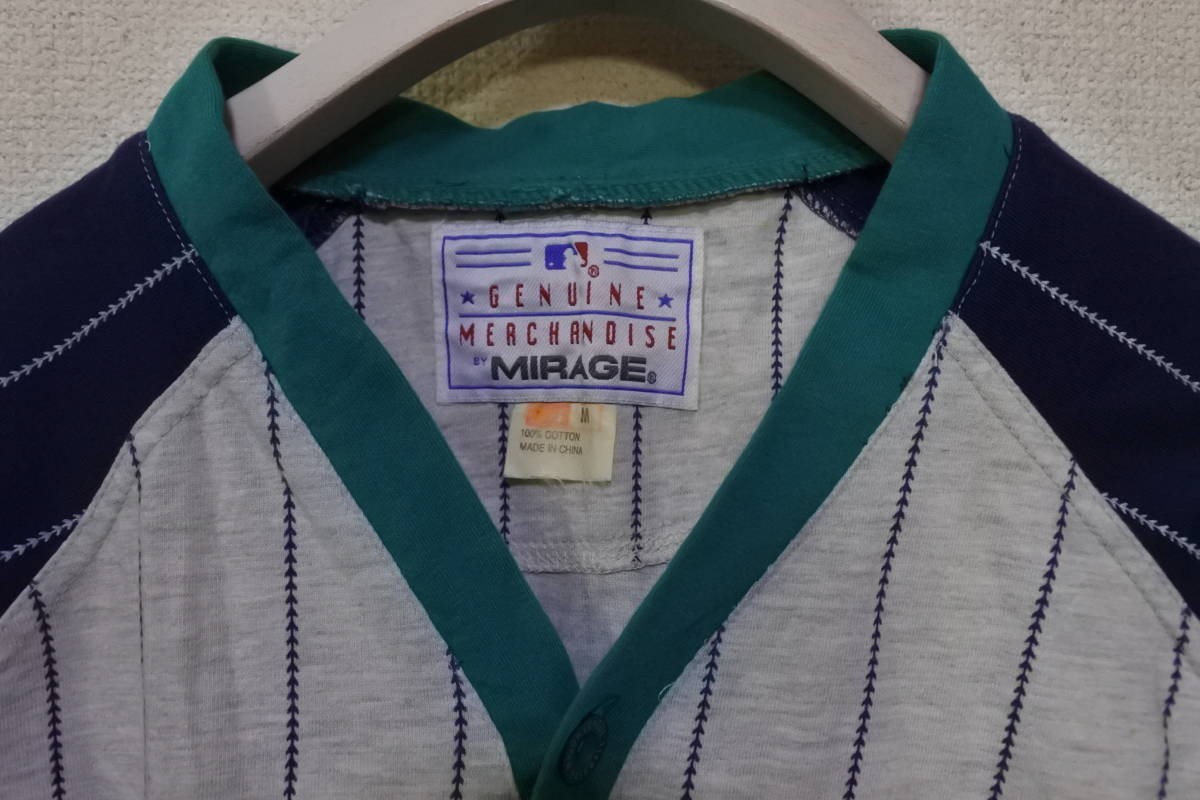 90's MLB MIRAGE #24 シアトルマリナーズ ケングリフィーJr ベースボールシャツ size M 応援 ユニフォーム_画像3