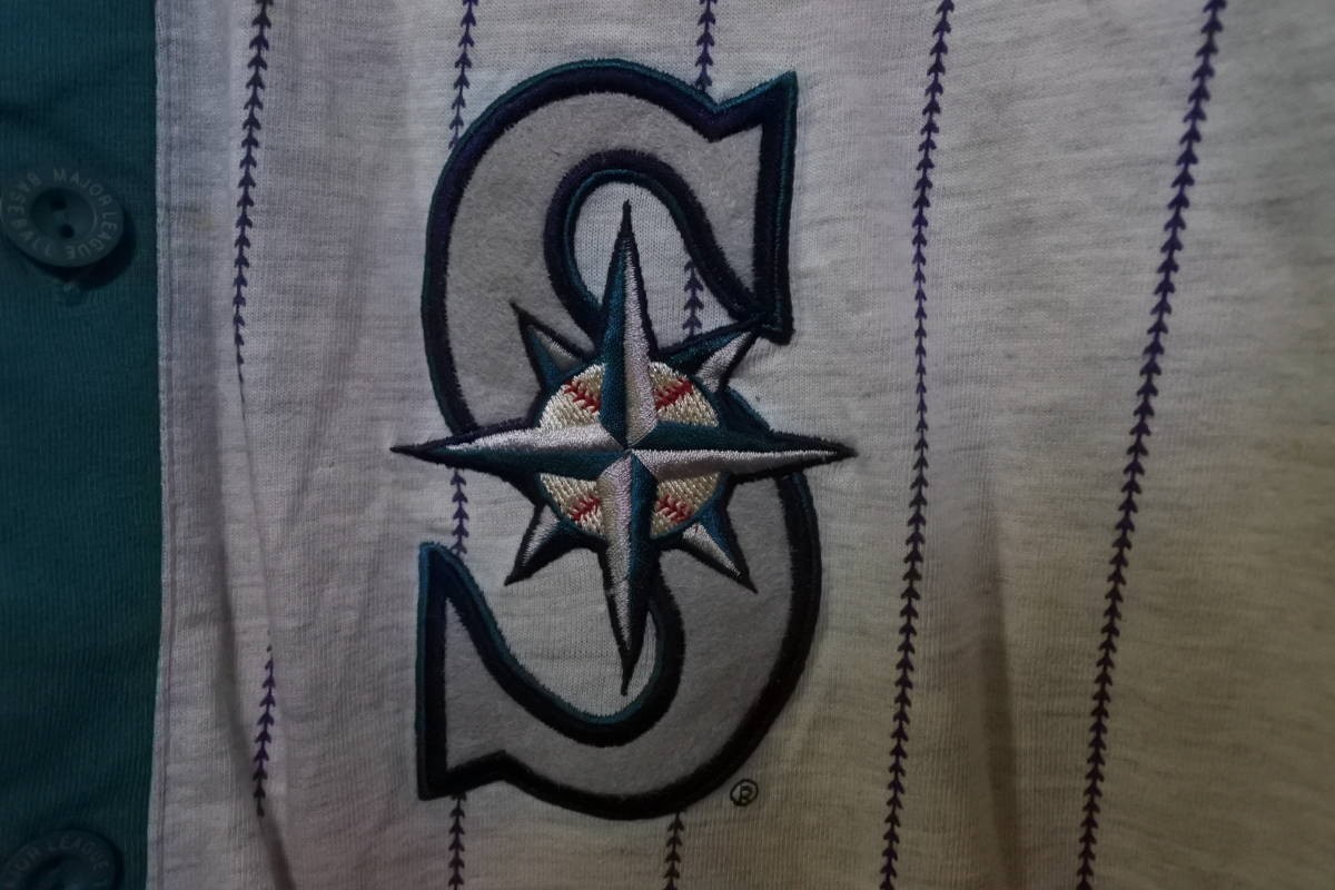 90's MLB MIRAGE #24 シアトルマリナーズ ケングリフィーJr ベースボールシャツ size M 応援 ユニフォーム_画像8