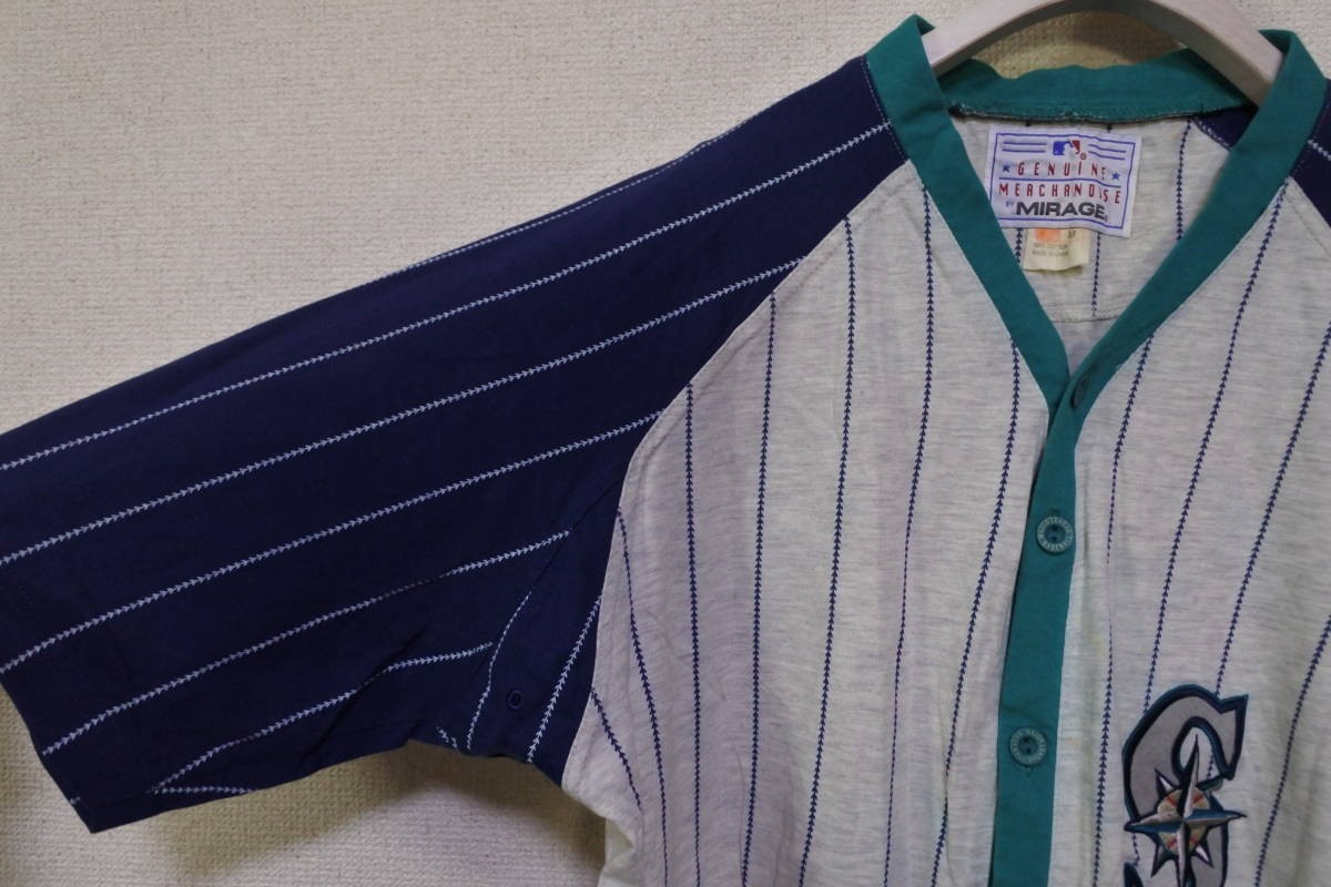 90's MLB MIRAGE #24 シアトルマリナーズ ケングリフィーJr ベースボールシャツ size M 応援 ユニフォーム_画像6