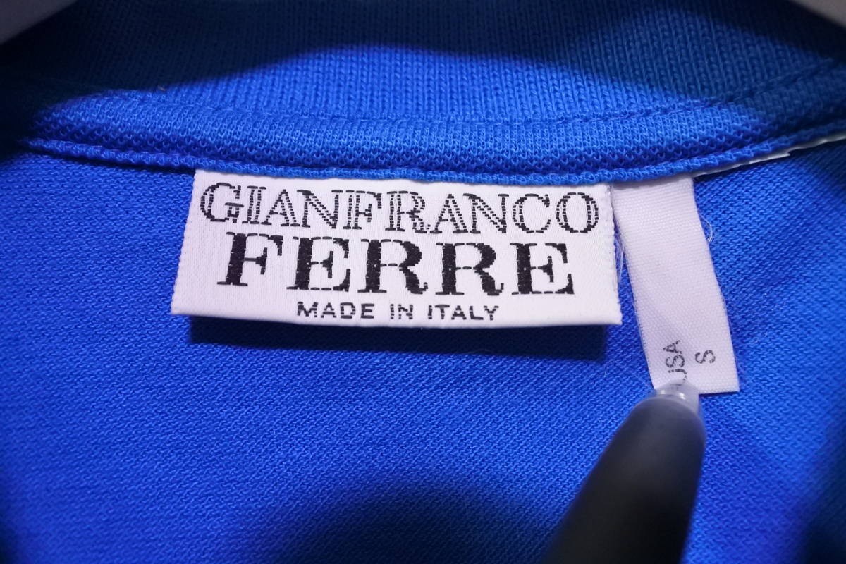 GIANFRANCO FERRE ジャンフランコフェレ 半袖 ポロシャツ size S ブルー ロゴ刺繍 イタリア製_画像6