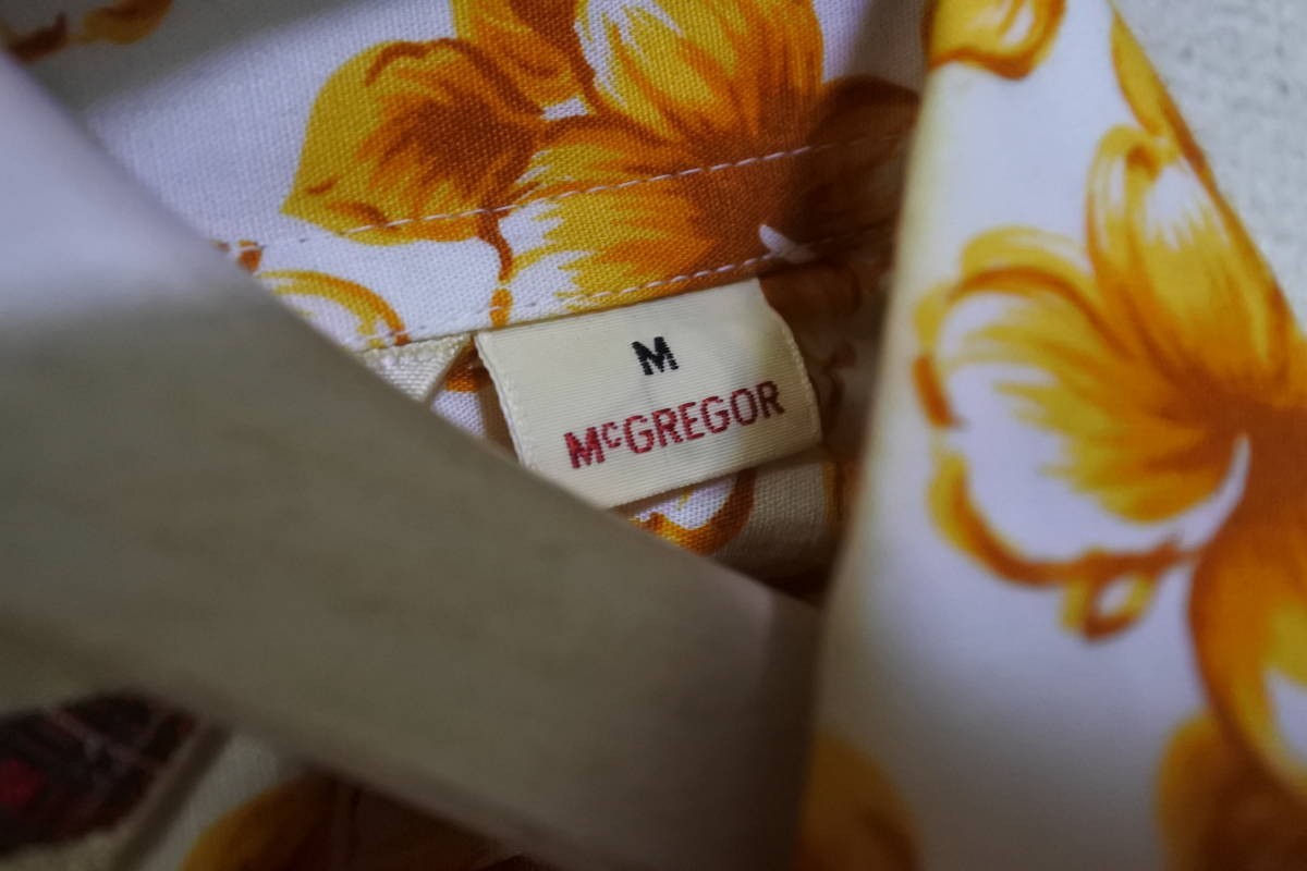 McGREGOR マクレガー 半袖 アロハシャツ オープンカラーシャツ size M 総柄 花柄 旧ニチメン 当時物_画像6