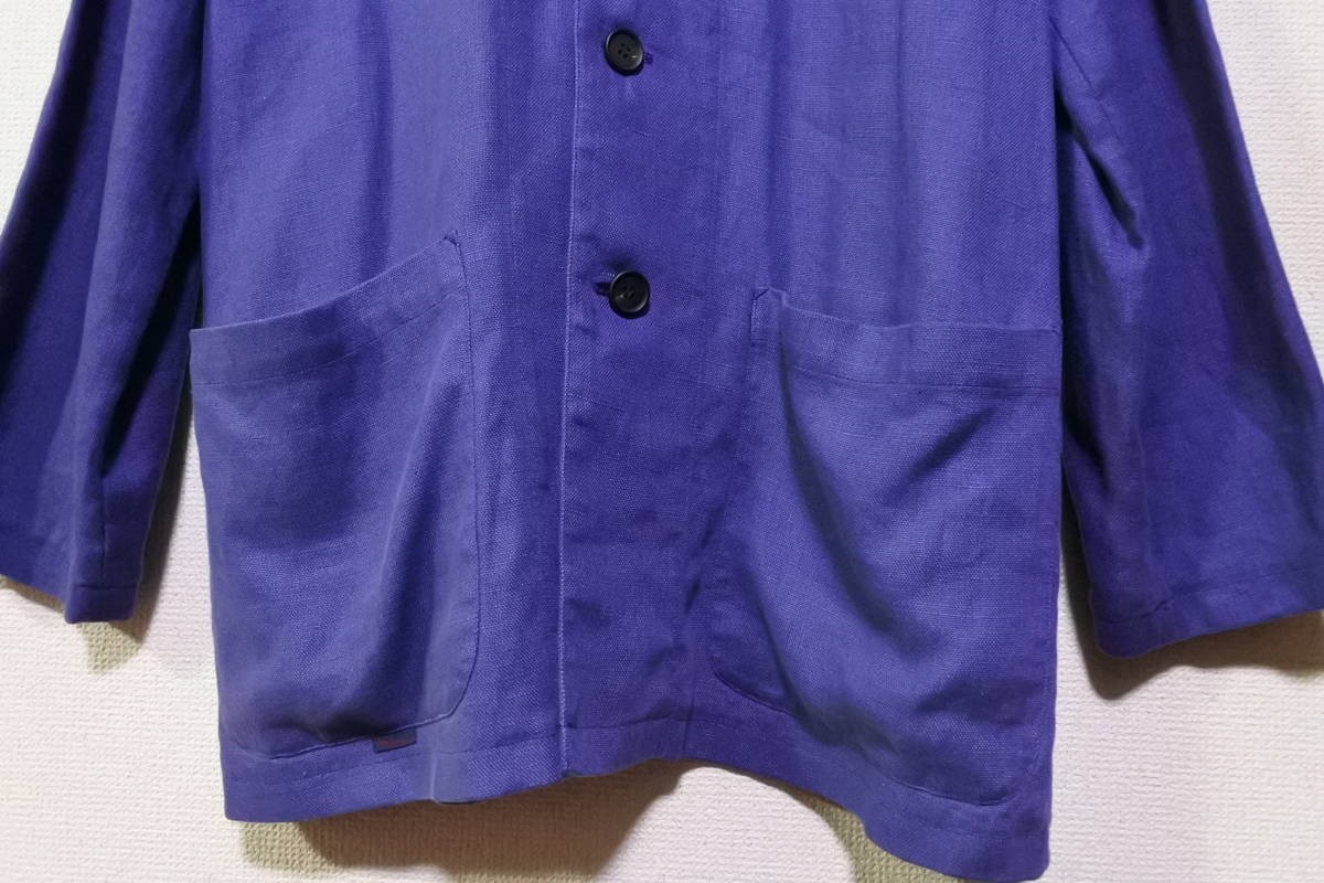 Papas パパス リネン カバーオール ジャケット size M ブルー 日本製 麻100％_画像7