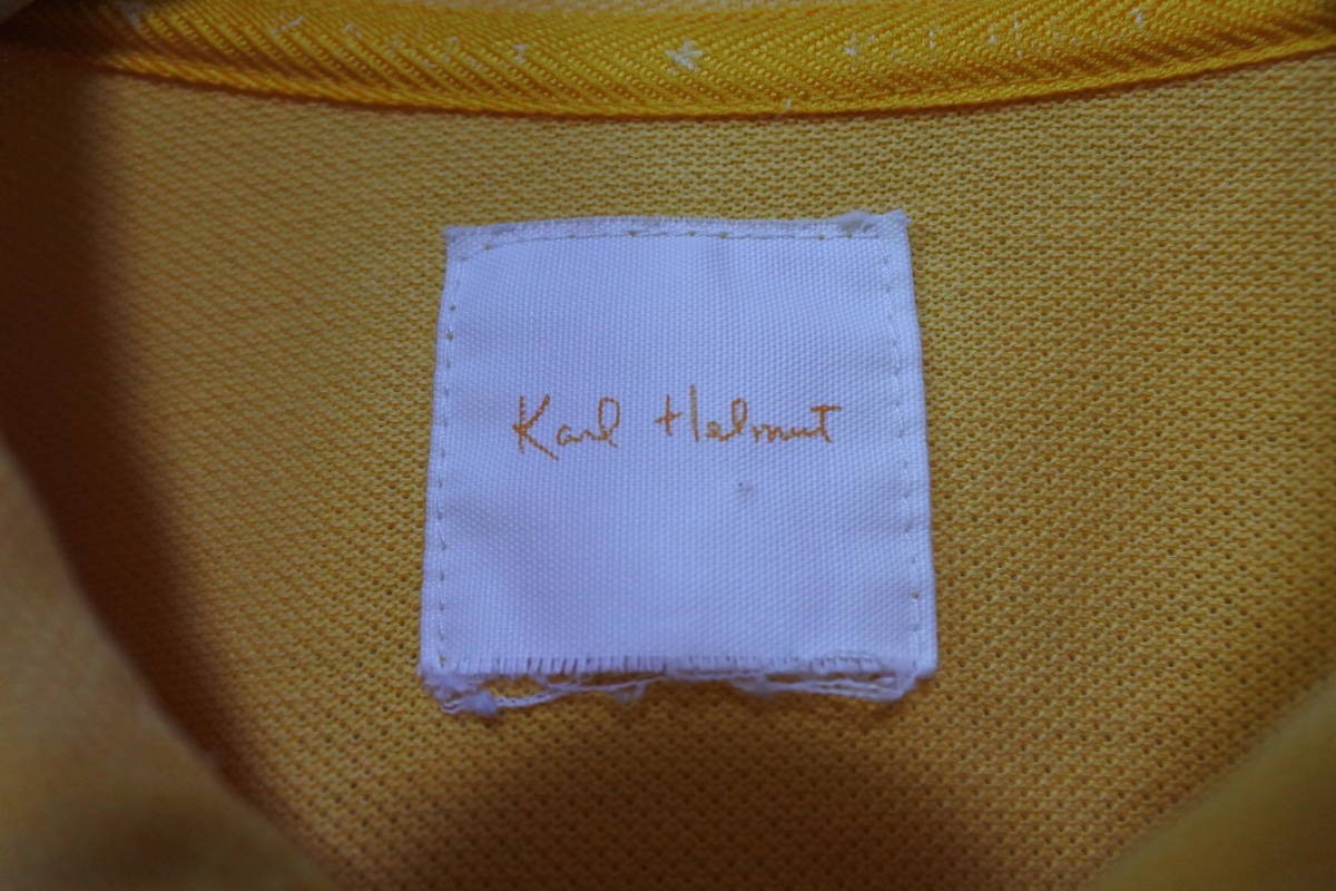 KARL HELMUT カールヘルム 半袖 ジップアップ ボーリングシャツ size M 刺繍 イエロー系 日本製_画像4