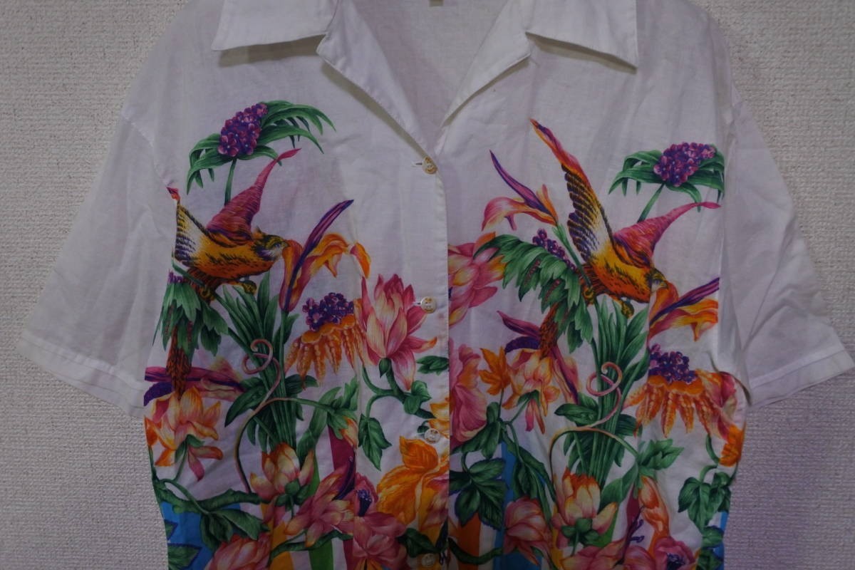 80's-90's Christian Dior SPORTS Tropical Shirts size M クリスチャンディオール オープンカラーシャツ 花柄 希少_画像6