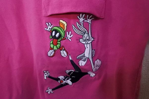 00's LOONEY TUNES Tee size S ワーナーブラザーズ ルーニーテューンズ ポケット Tシャツ ピンク_画像6