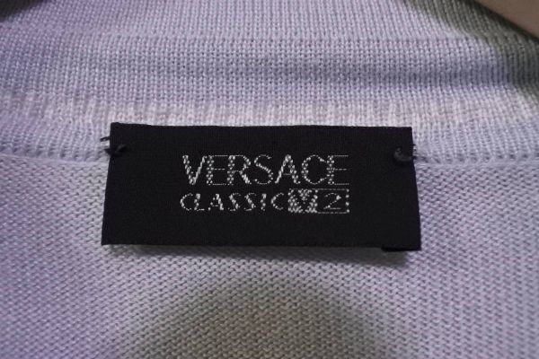 VERSACE CLASSIC V2 ベルサーチ 半袖 ニット ポロシャツ size M-L ワイドシルエット ライトブルー_画像4