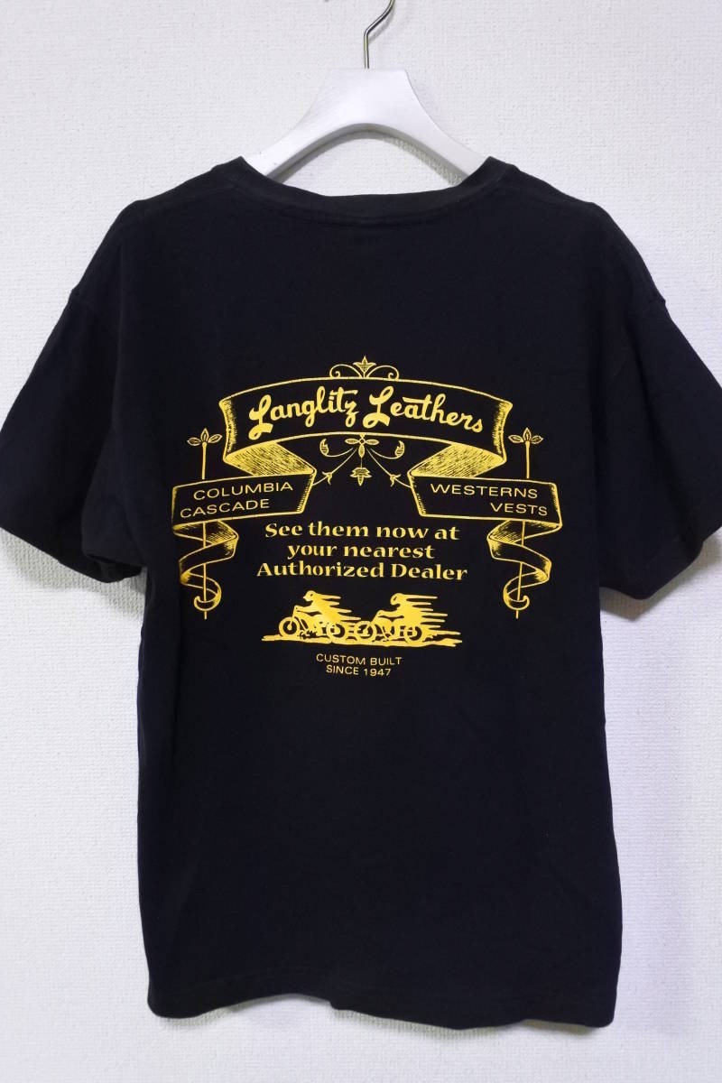 Langlitz Leathers ラングリッツレザー 限定 Tシャツ size S USA製 黒 ブラック_画像1