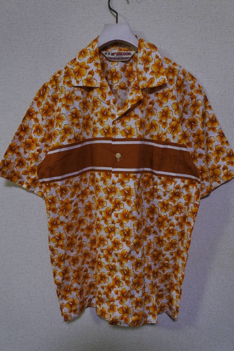 McGREGOR マクレガー 半袖 アロハシャツ オープンカラーシャツ size M 総柄 花柄 旧ニチメン 当時物_画像1