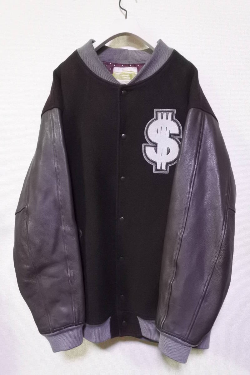 00's SWAGGER VARSITY JACKET size XL 2005 スワッガー 袖革スタジャン 牛革 ブラウン アーカイブ_画像1