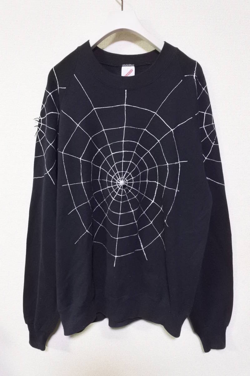 80\'s-90\'s JERZEES Spider web Vintage Crewneck size XL USA製 蜘蛛の巣 スパイダー スウェット ブラック ビンテージ