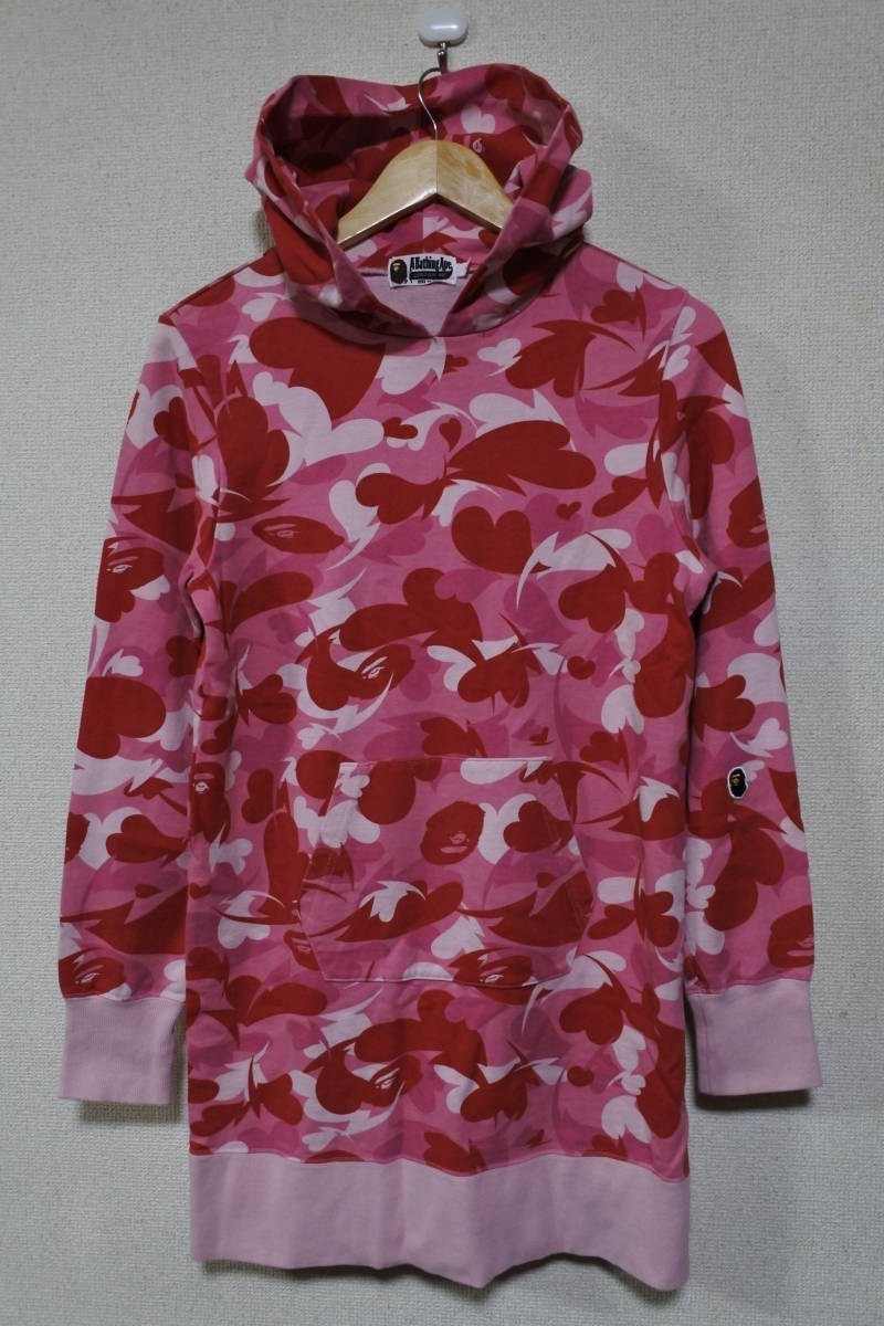 A BATHING APE BAPE HEART PINK CAMO size S エイプ ピンク 迷彩 ワンピース ハートカモ バレンタイン 非売品