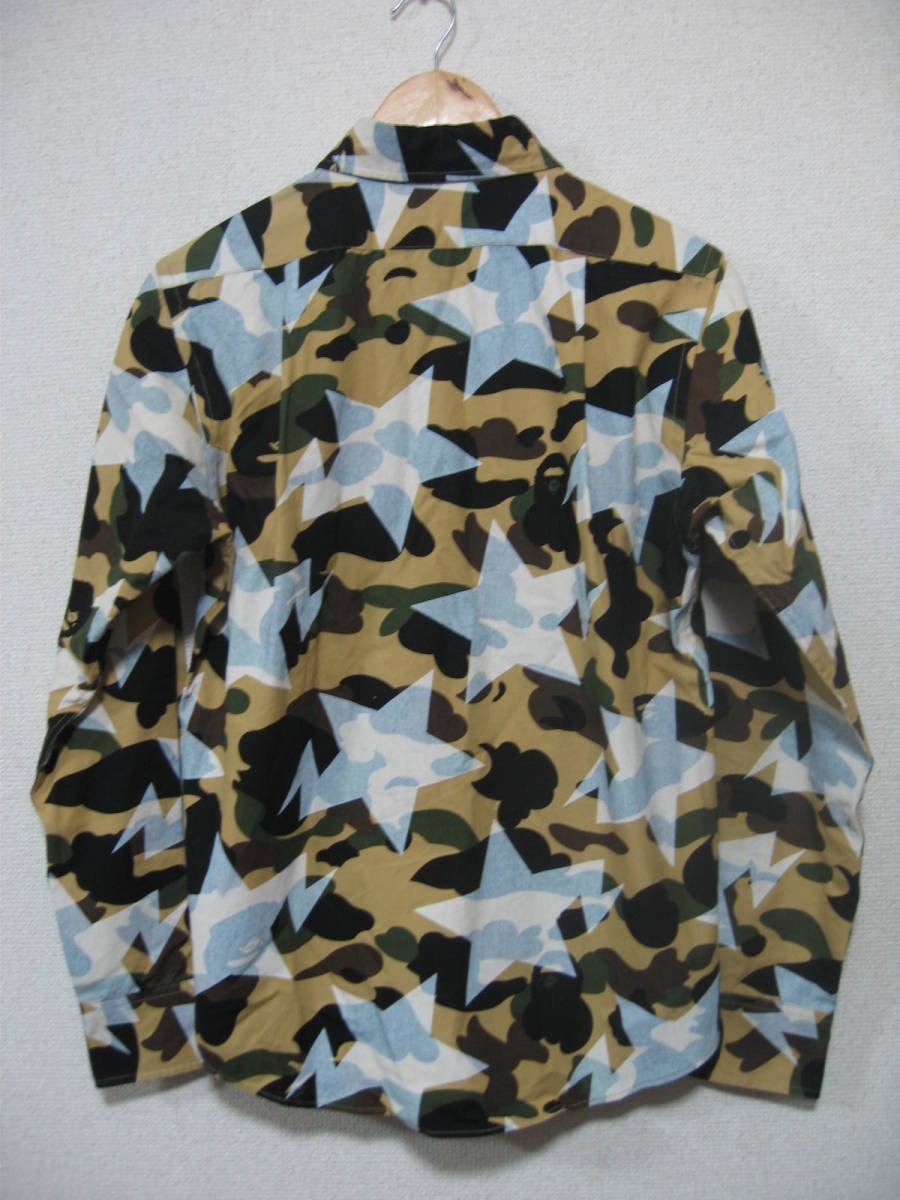 A BATHING APE BAPE Star Camo shirts エイプ 長袖シャツ size S スターカモ 迷彩_画像10