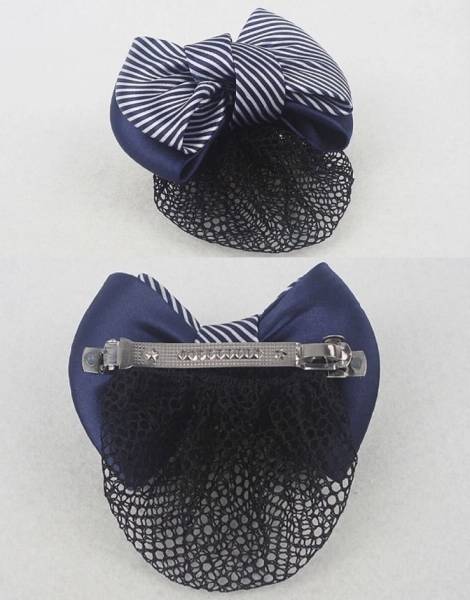 (053) popular ribbon design net attaching hair clip girl lady's work party *. industry go in .* presentation (2. navy )