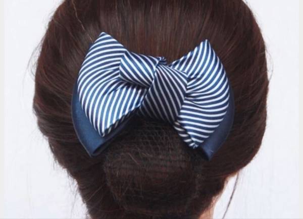 (053) popular ribbon design net attaching hair clip girl lady's work party *. industry go in .* presentation (2. navy )