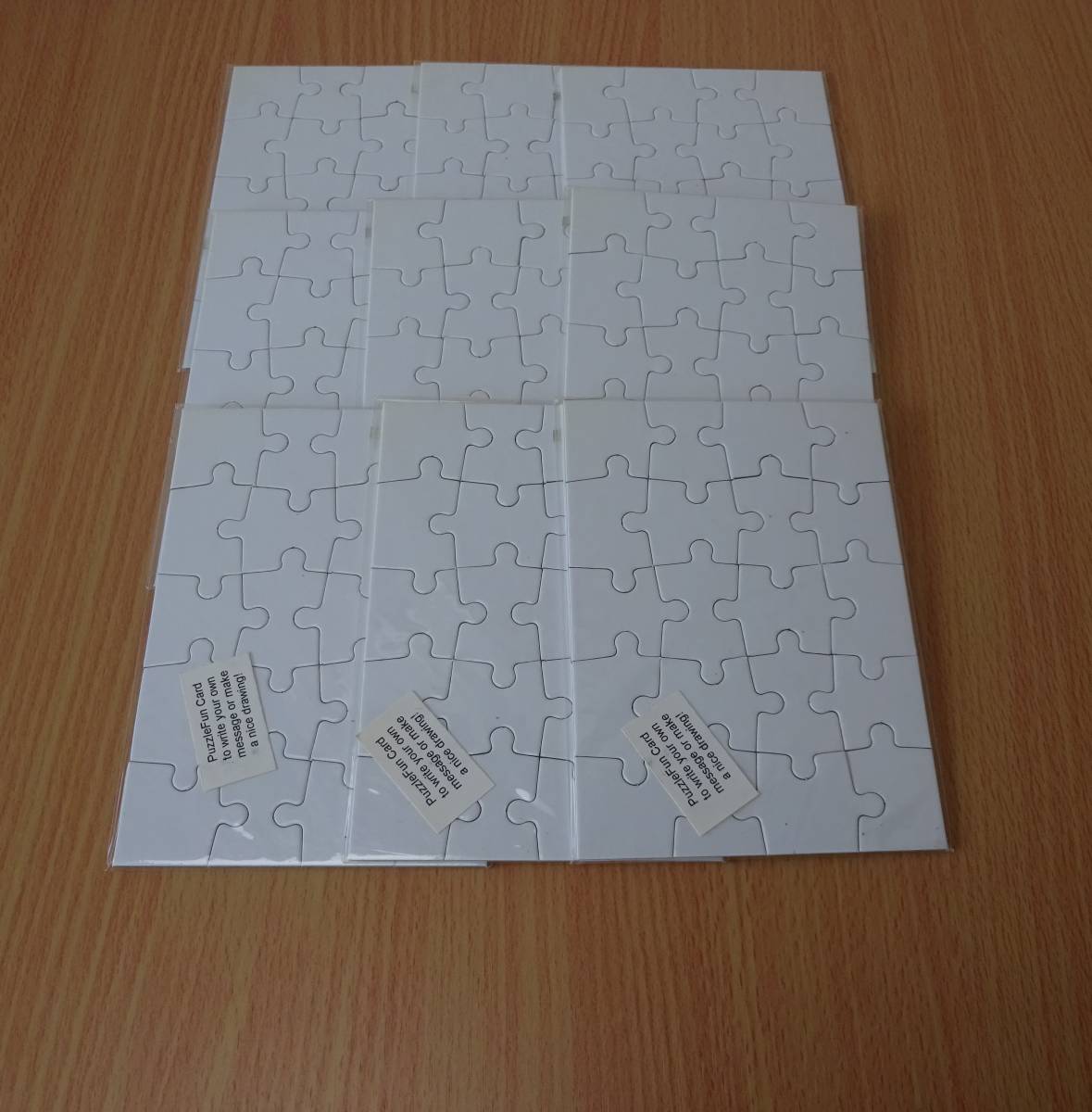 パズルカード　９枚セット　ポストカード　ギフトカード　自作パズル　アート用品　白いパズル_画像1