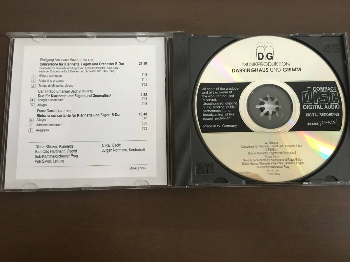 CD/W.A.Mozart,Franz Danzi;Doppelkonzerte　D.Klocker/K.-O.Hartmann /【J22】 /中古_画像4
