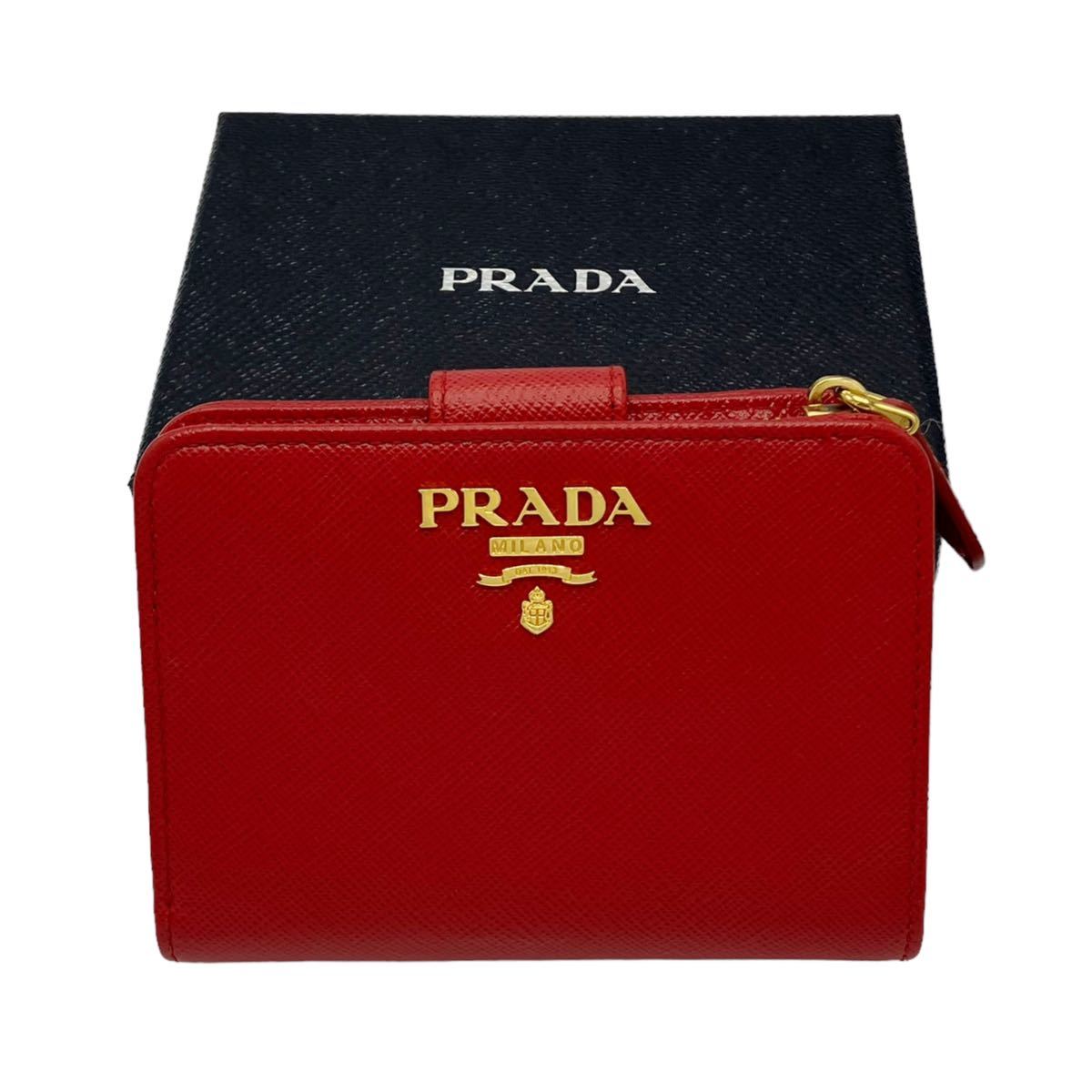 ほぼ未使用】プラダ PRADA 1ML018 サフィアーノ レザー 二つ折り財布