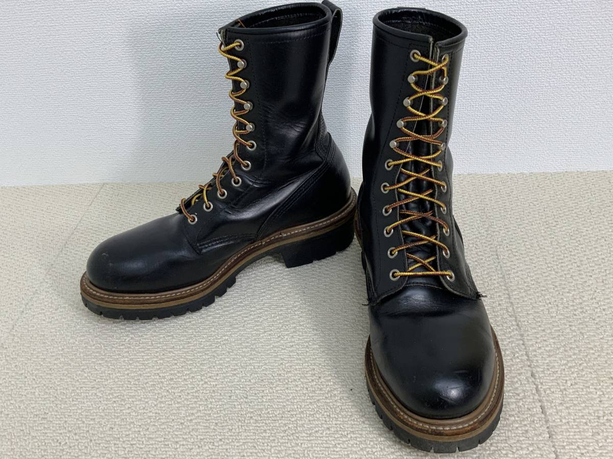 美品 RED WING レッドウイング ロガー ブーツ 2218 PT99 刺繍 EH US9D ブラック スチールトゥ