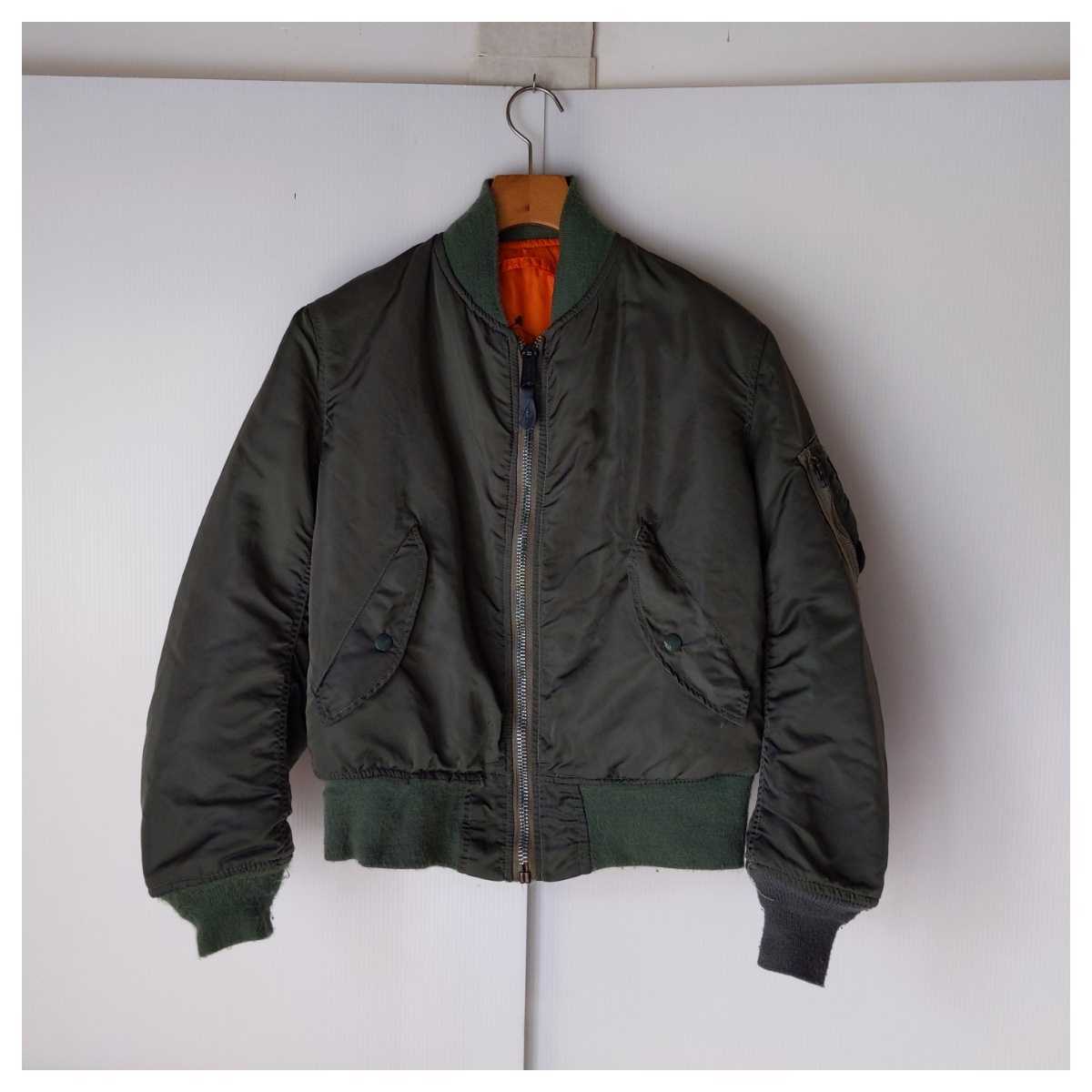 ☆ 良品 レア USA製 VINTAGE アルファ MA-1 フライトジャケット ALPHA INDUSTRIES サイズXS 緑_画像1