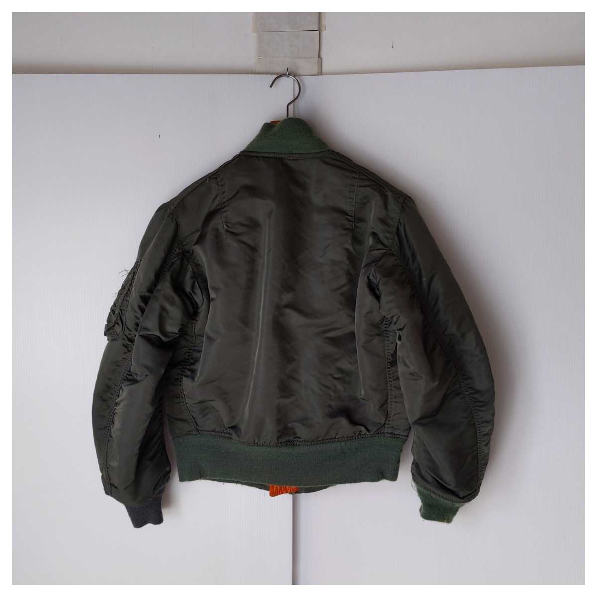 ☆ 良品 レア USA製 VINTAGE アルファ MA-1 フライトジャケット ALPHA INDUSTRIES サイズXS 緑_画像2