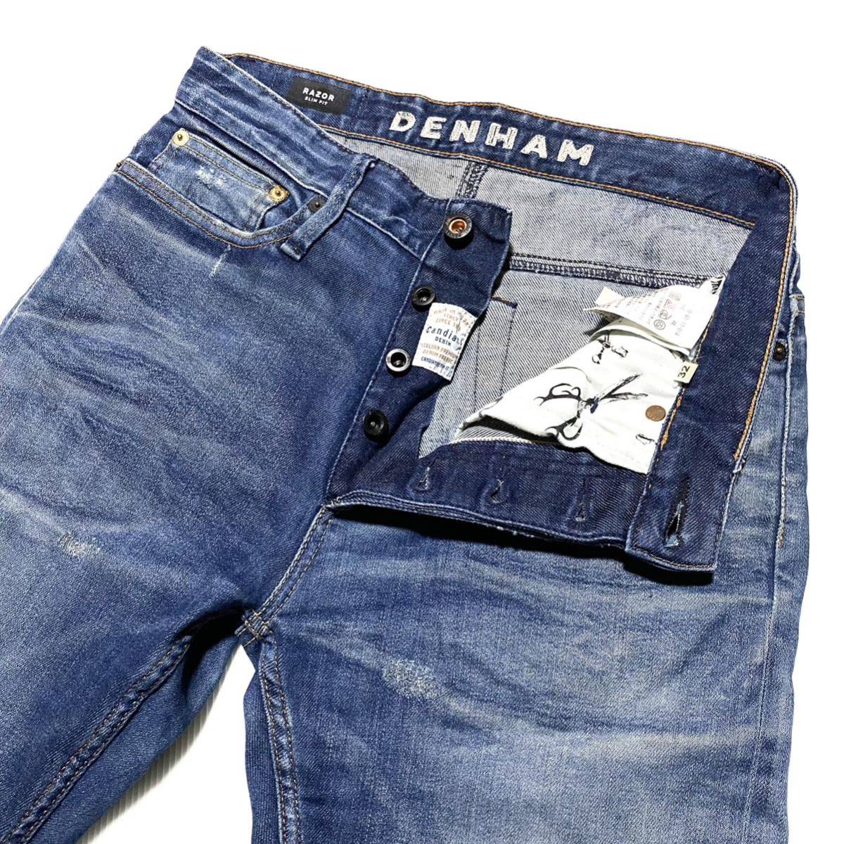 DENHAM デンハム RAZOR Candiani SLIM FIT ストレッチ セルビッジ デニム パンツ ジーンズ サイズ28_画像1