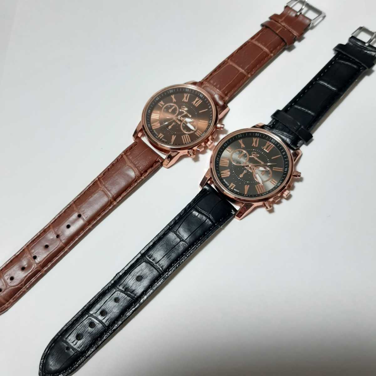 新品　腕時計　高級感　ゴージャス　黒と茶色のセット　_画像6
