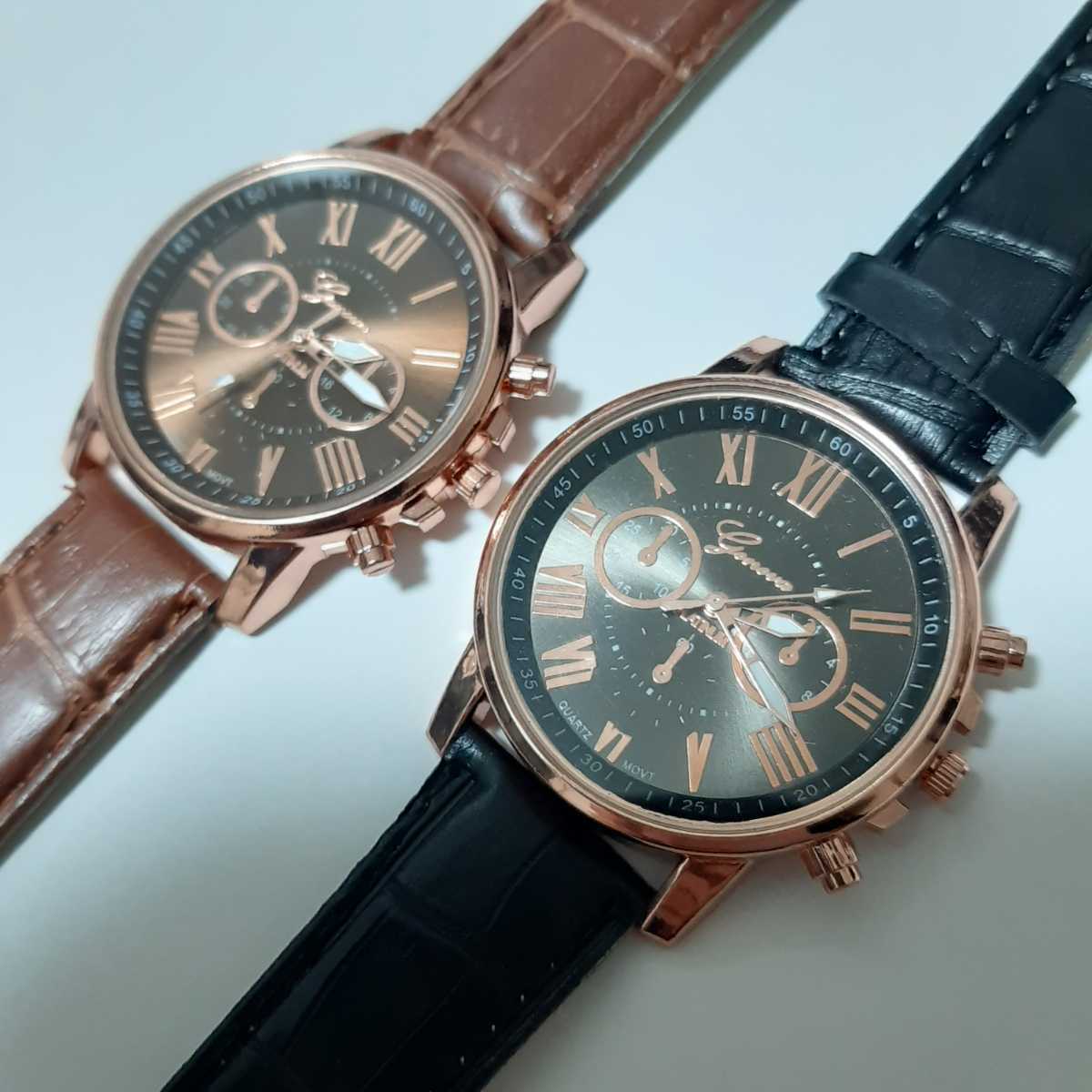 新品　腕時計　高級感　ゴージャス　黒と茶色のセット　5_画像1