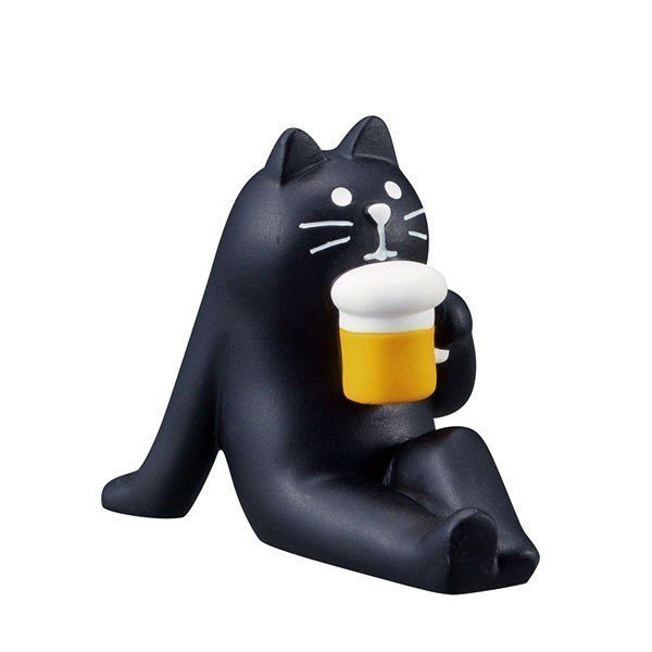 【ゴールドクーポン対応】　コンコンブル　麦酒黒猫　まったりマスコット　デコレ　DECOLE　concombre　マスコット　くろねこ　ビール_画像1