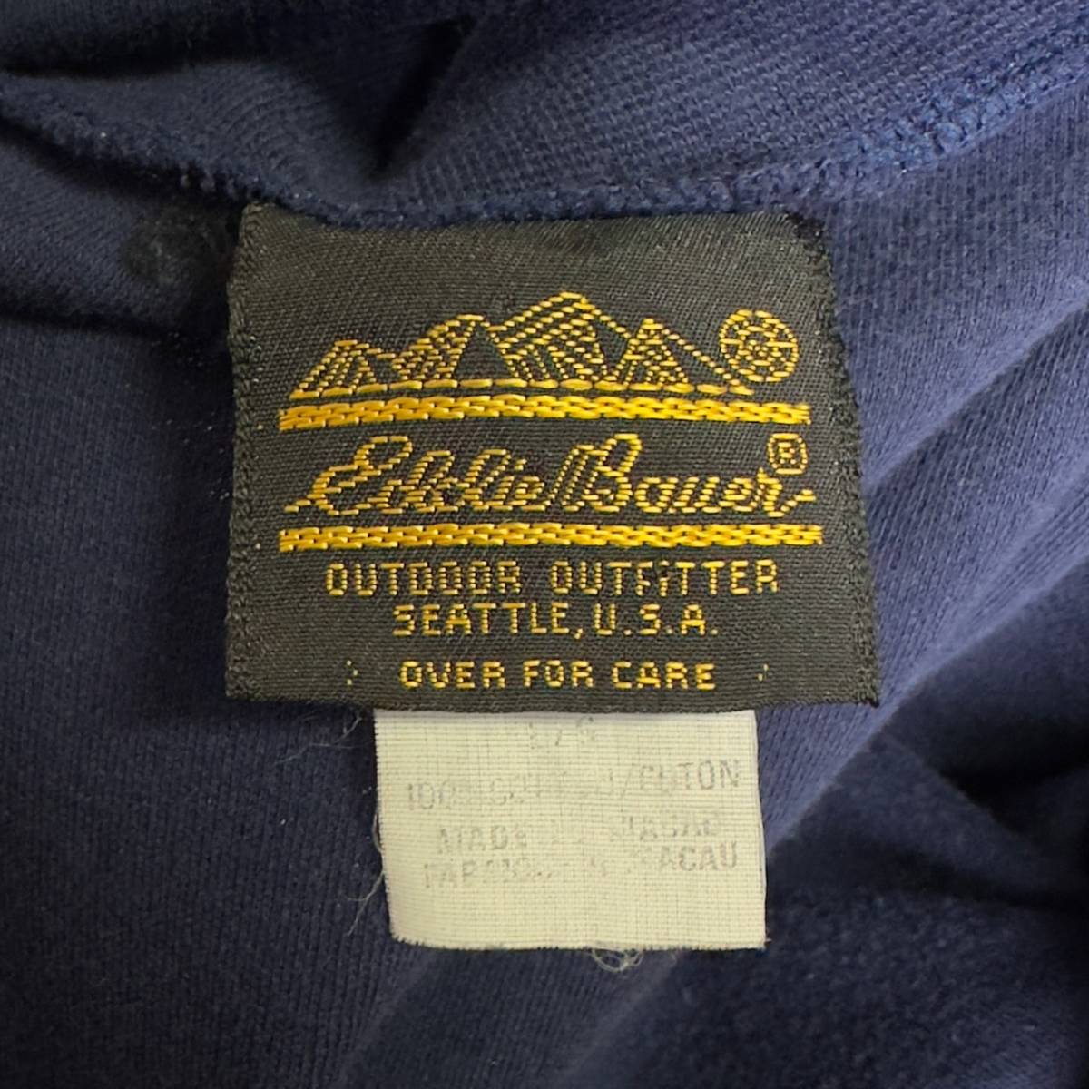 80s 黒タグ Eddie Bauer コットン タートルネック カットソー L ネイビー 紺 エディーバウアー 90s 00s 古着 オールド ビンテージ_画像2