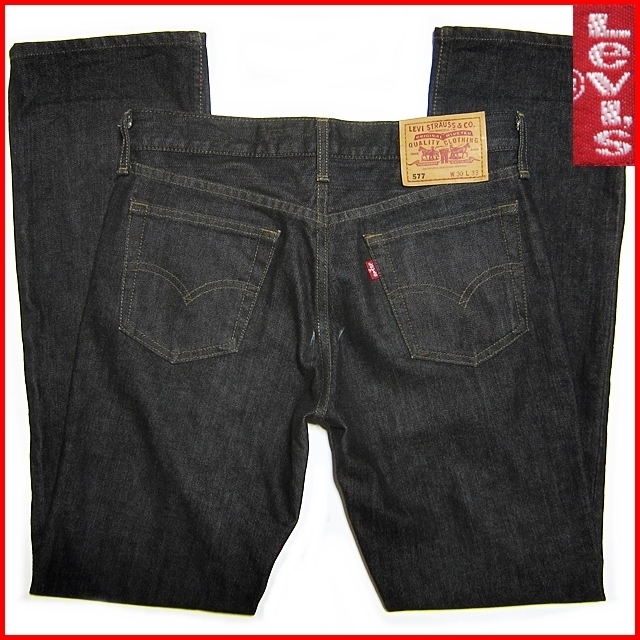 即決★Levi's★メンズW30≒79cm ブーツカットデニム リーバイス577 廃番 ブラック フレア ローライズ ボタンフライ ジーンズ 日本製の画像1