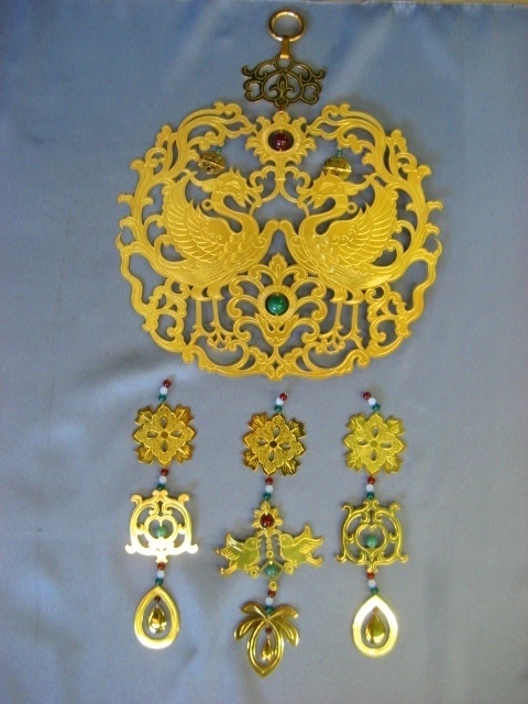 逸品】鳳凰華鬘 正倉院型 貴石入(瑪瑙・翡翠)消しメッキ仕上げ 逸品】鳳凰華鬘 正倉院型 貴石入(瑪瑙・翡翠)消しメッキ仕上げ