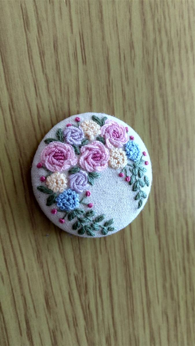 薔薇　刺繍ブローチ_画像1